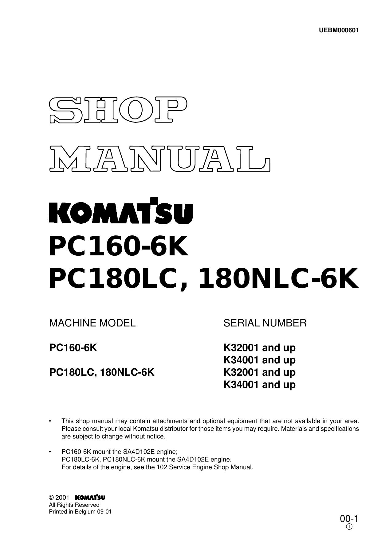 PC160-6K PC180LC 180NLC-6K Shop Manual